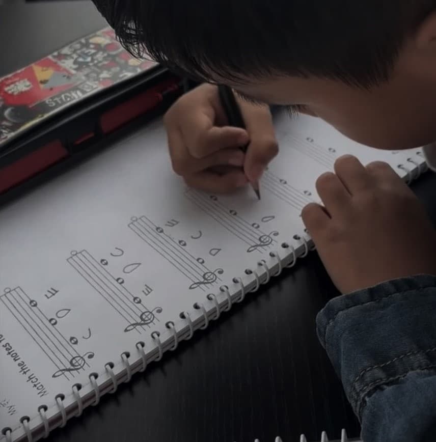 Student practicing music